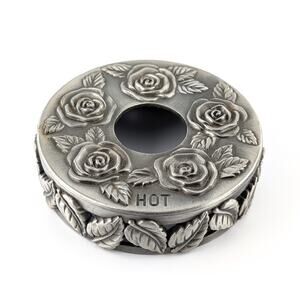 Vintage Yankee Candle Illuma-Lid Jar Topper Pewter 3D Roses Floral Retro Cottage